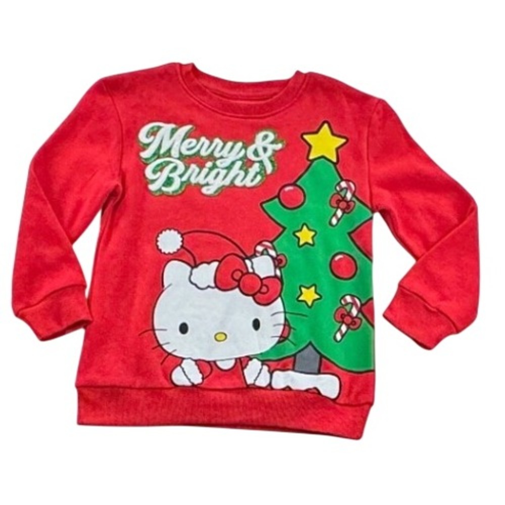 Hello Kitty Girls XS Red Christmas Sweatshirt Merry & Bright Holiday